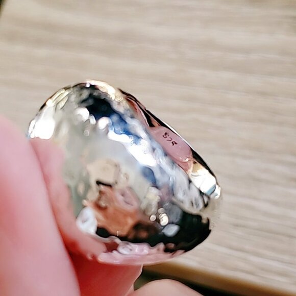 Sterling Silver Round Hammered Electroform Dome Ring 925 Silver - Picture 9 of 9